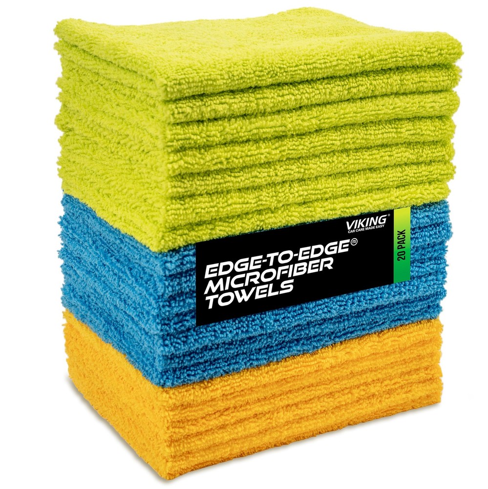 20-Pack Microfiber Car & Home Edgeless Cleaning Towels for Interior & Exterior