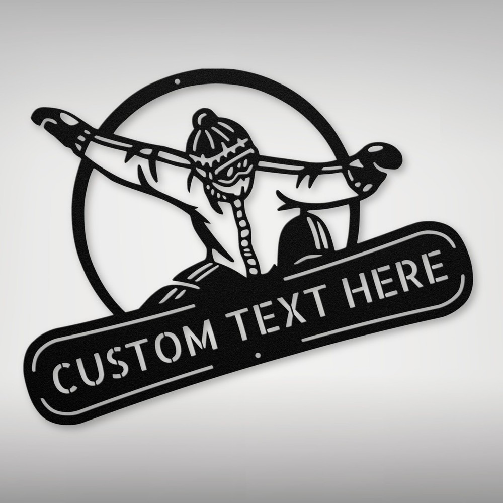 Personalized Snowboard Metal Sign Custom Winter Sports Decor Home Office Gift