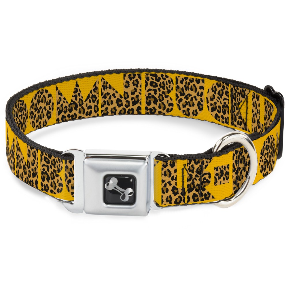 Dog Collar Bone BUCKLE-DOWN Shapes Gold/Leopard Brown WIDE-Medium 16-23