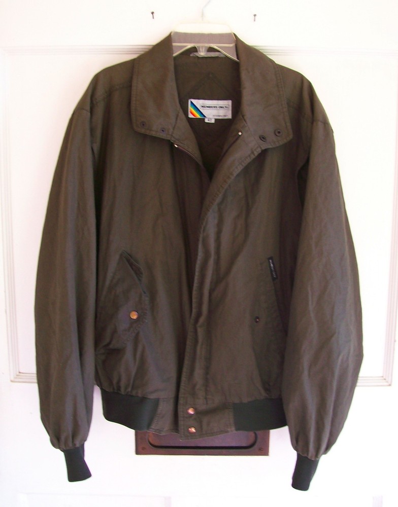 Members Only Jacket Mens Vintage Bomber Lined Windbreaker Olive Army Green 42-image