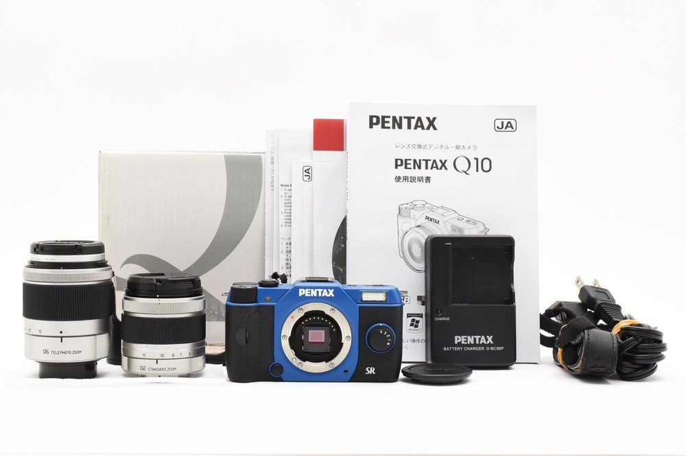 PENTAX Q10 Digital Camera Original Blue Color + 2 Lenses Set From JAPAN #2520