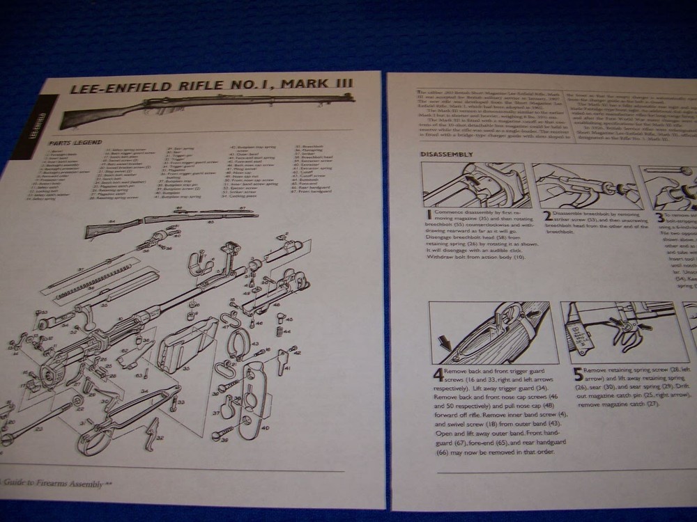 LEE-ENFIELD NO.1 MARK III RIFLE.. LEGEND/EXPLODED VIEW/DISASSEMBLY (939MM)