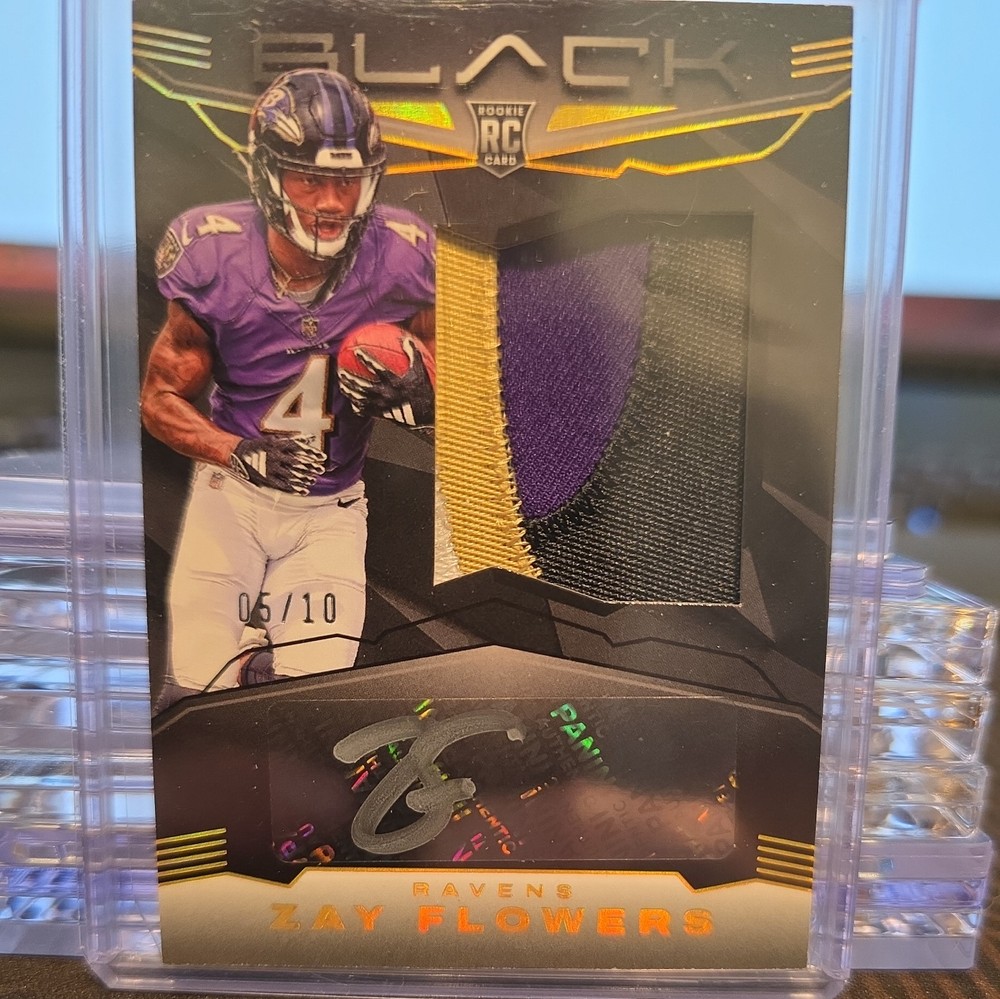 2023 ZAY FLOWERS Panini Black Rookie Patch Auto RPA RC 06/10 #213