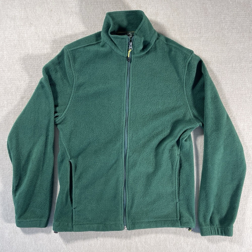 Vintage Woolrich Men’s Full Zip Green Fleece Jacket Size Medium Hiking Outdoors