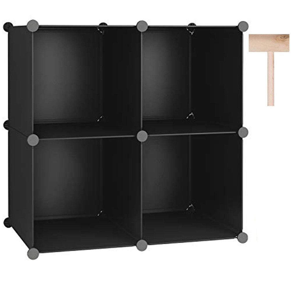 4-Cube DIY Plastic Storage Organizer Shelf for Closet Cabinet