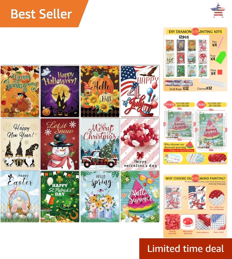 Seasonal Diamond Painting Kits with Full Drill Rhinestones – Stunning Home Wall Decor Art – Complete DIY Craft Kit for All-Year Creativity – 1-Pack-image