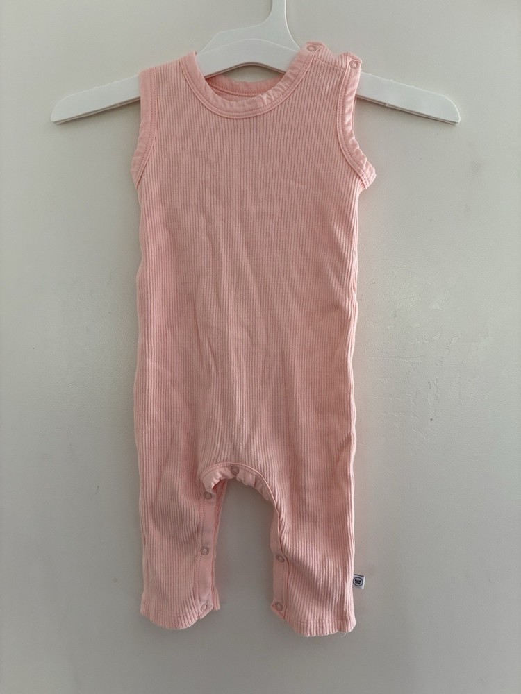 Honest Baby Girls Solid Pink Sheer Organic Cotton Ribbed Sleeveless 1-Piece 3-6M