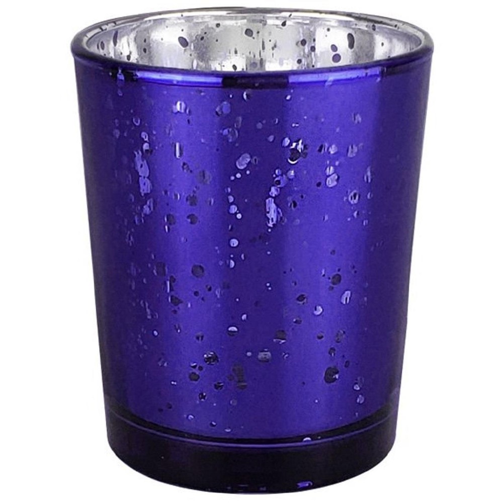 Speckled Purple Mercury Glass Votive Candle Holders Set of 12 for Party Holiday Decor