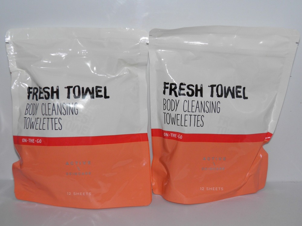 2 PACK Bath Body Works ACTIVE Body Cleansing Towelettes FRESH TOWEL 24 WIPES