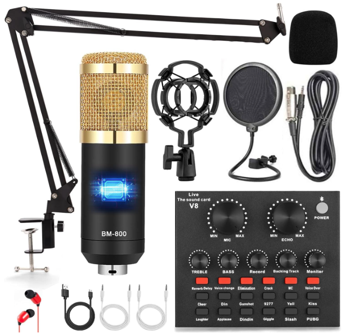 Microfono Condensador De Estudio Profesional Para PC Youtubers Podcast BM 800 US