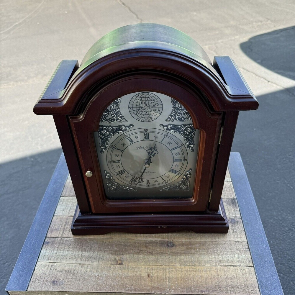 Seth Thomas Mantle Clock Chime Door Tempus Fugit. Tested and works