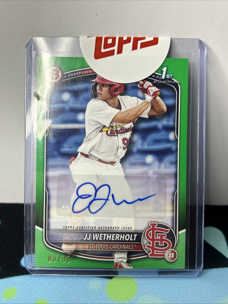 2025 Bowman JJ WETHERHOLT 1st Green Auto /99 Cardinals Prospect #BPA-JW Sealed