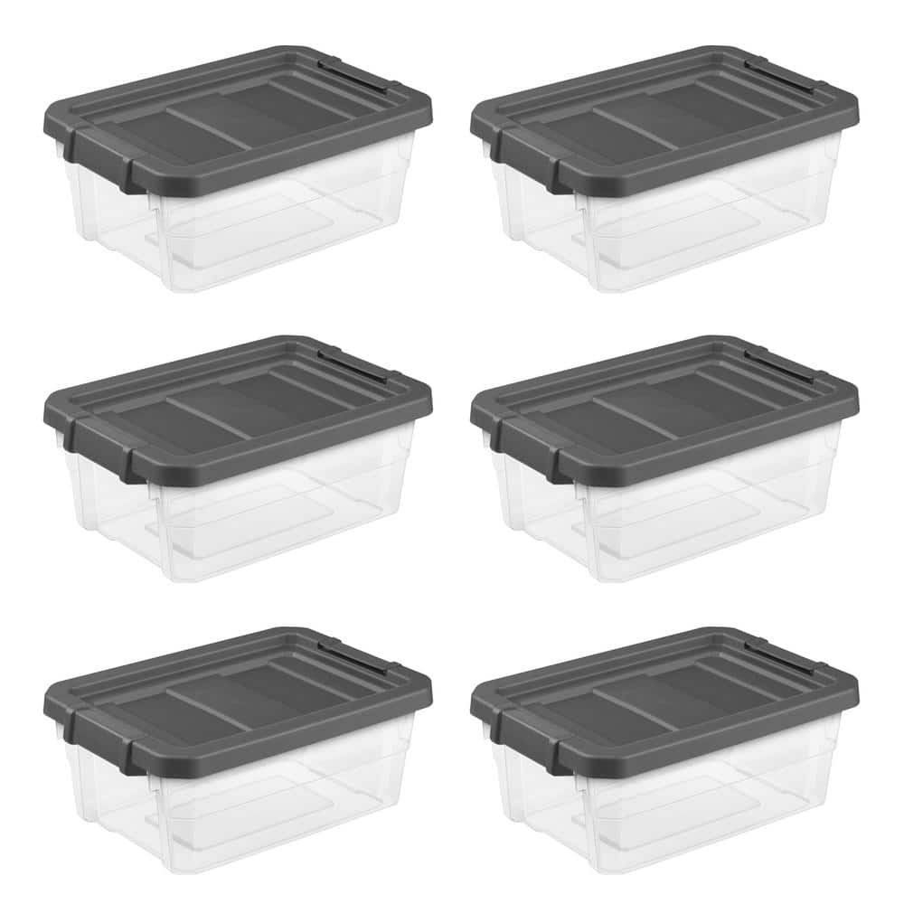 16 Qt Clear Plastic Storage Bin Set of 6