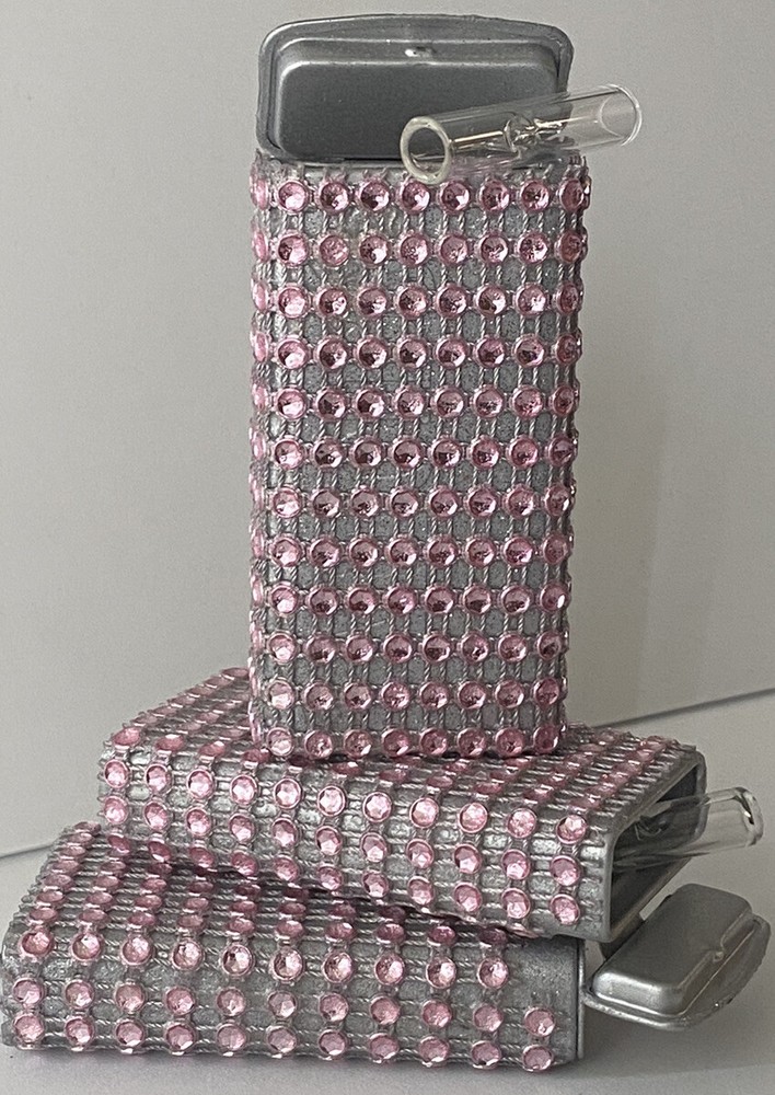 New,GLITZY PINK,Hand Rolled Cig,Tobacco￼Stash,Tin,Roach,Container.Filter Inc.