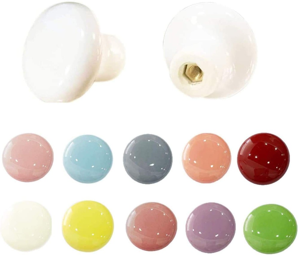 10 Colorful Ceramic Round Cabinet Door Knobs for Cupboards and Kitchens