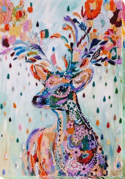Bead embroidery kit Red Deer needlework kit Art canvas beadwork pattern