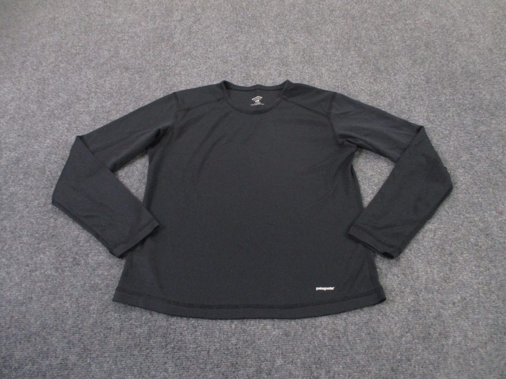 Patagonia Shirt Womens M Black Capilene Base Layer Outdoors Hiking Sweater