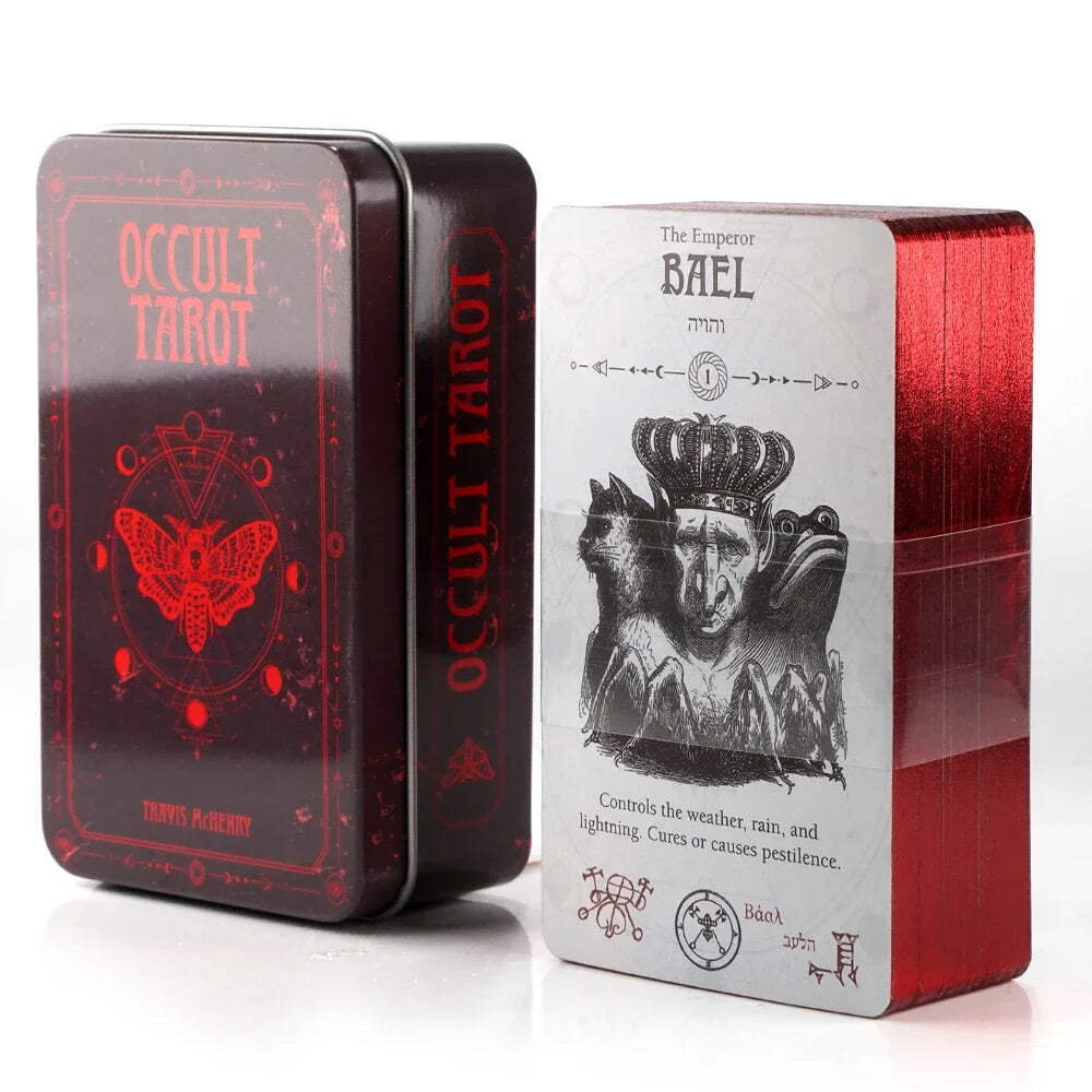 Occult Tarot Deck with 78 Gilded Cards in Luxe Tin Box for Mystical Exploration
