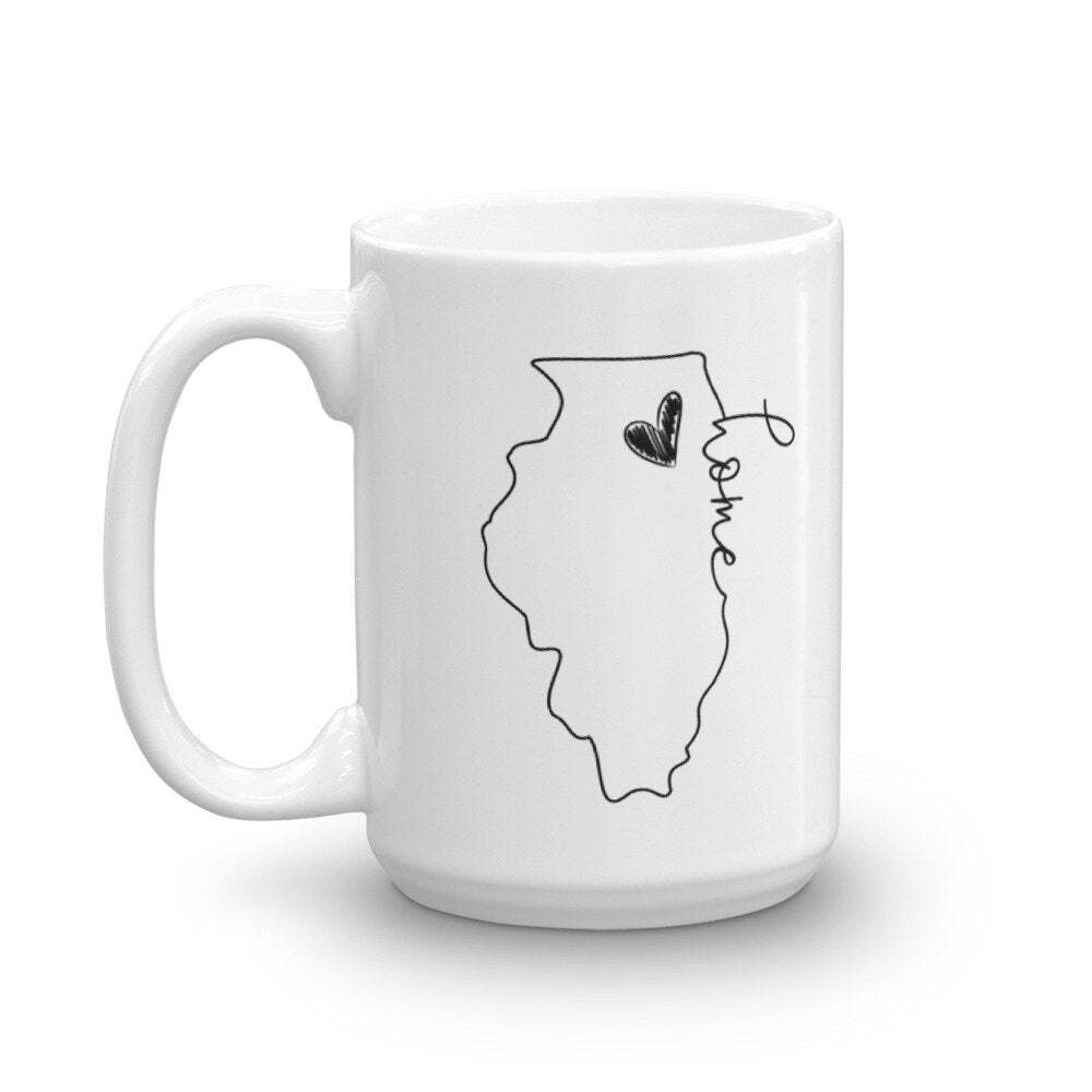 Illinois State Home White Coffee Mug - Cute Statement Gift Idea  