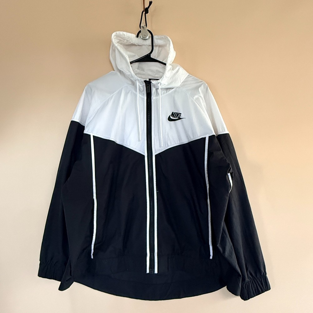 Nike Windrunner Windbreaker Jacket Hoodie Hoody Black White 2XL XXL