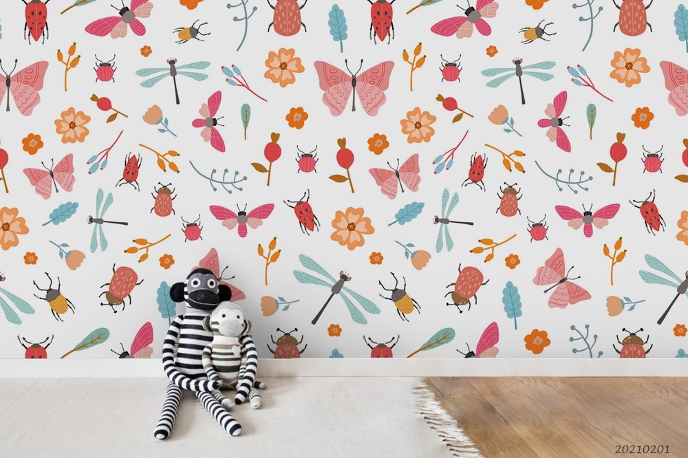 3D Flower Insect Watercolor Pattern Wall Murals Wallpaper Murals Wall Sticker 9