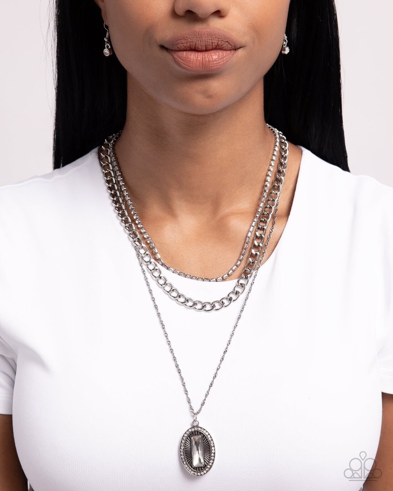 NEW Paparazzi Jewelry-Edgy Empire Necklace-White