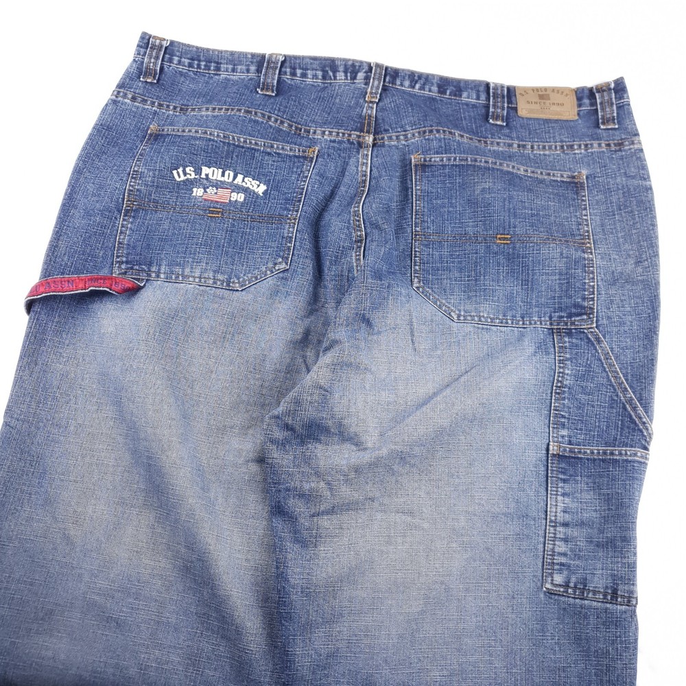 Vintage US Polo Assn Men's 48x32 Blue Baggy Carpenter Jeans Grunge Y2K Skater USPA Style
