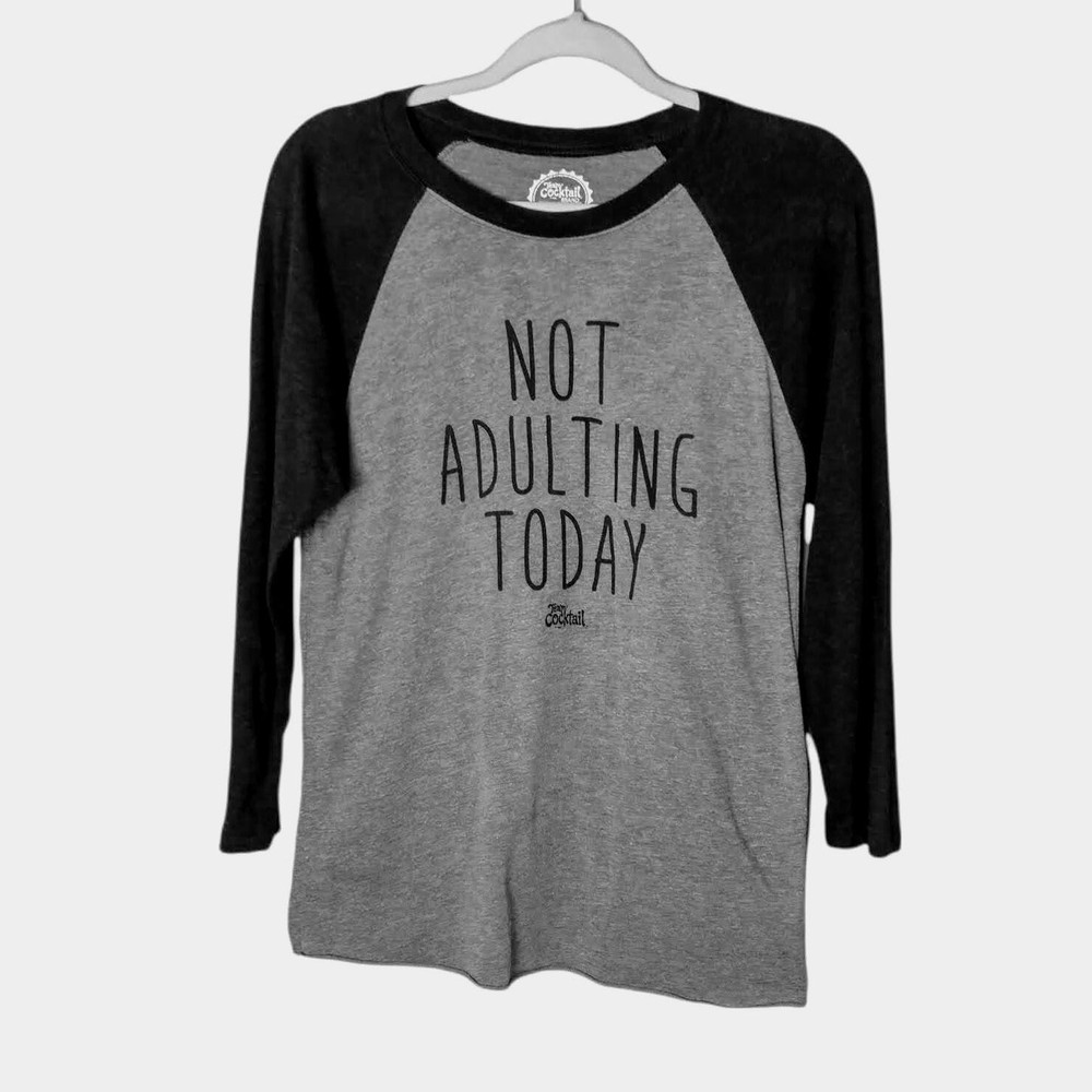 TEAM COCKTAIL Unisex Black Gray Graphic Baseball T-Shirt 