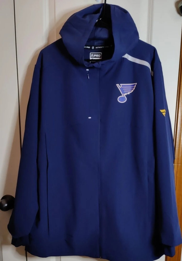 St. Louis Blues Fanatics Men's Authentic Pro NHL Full Zip Hooded Jacket Size Lrg