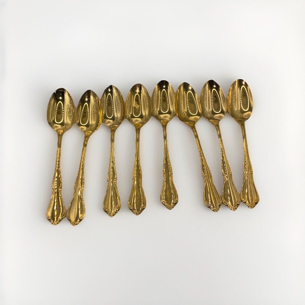 8 Oneida Golden Chateau Teaspoons Gold Electroplate Flatware