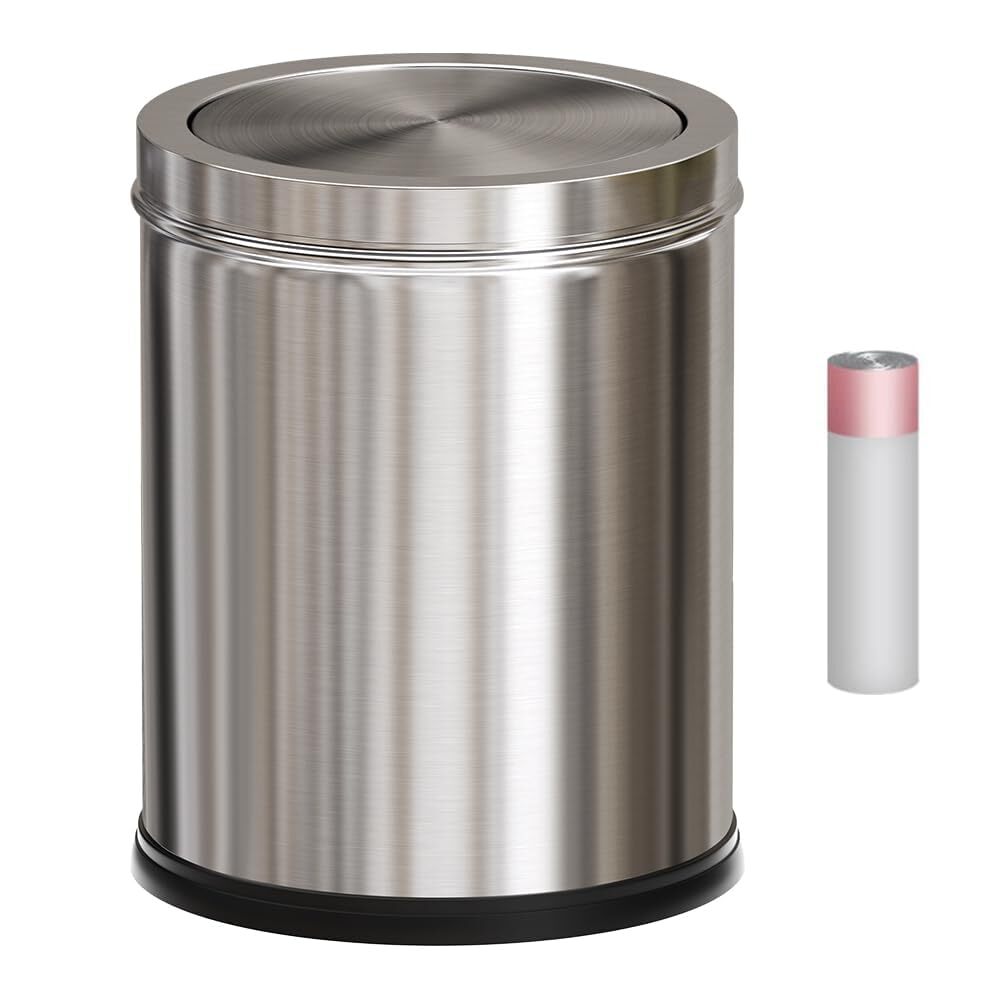 4Gallon Stainless Steel Waste Bin Matel Garbage can with Shake Lid Paper B...