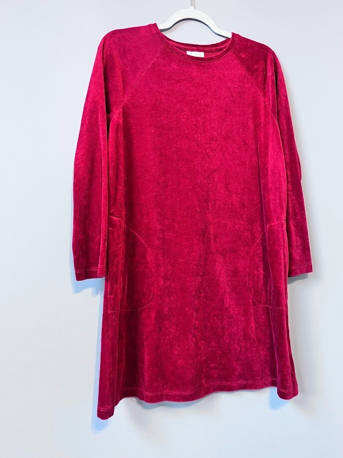 j.jill Red Velvet Midi Dress with Pockets Size M