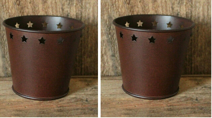 NEW - Set of 2 Rusty Tin Look 3