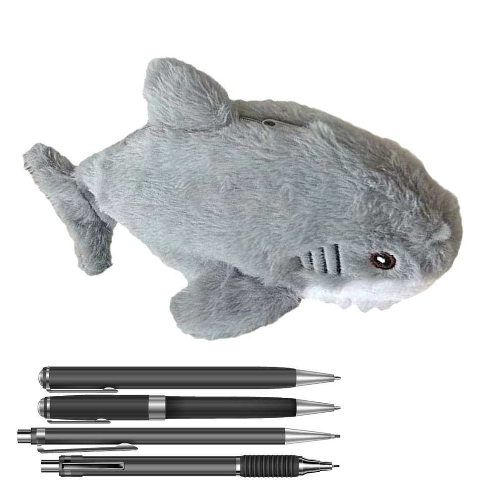 1x Shark Plush Pencil Case Cute Cartoon Stationery Organizer Pencil Organizer