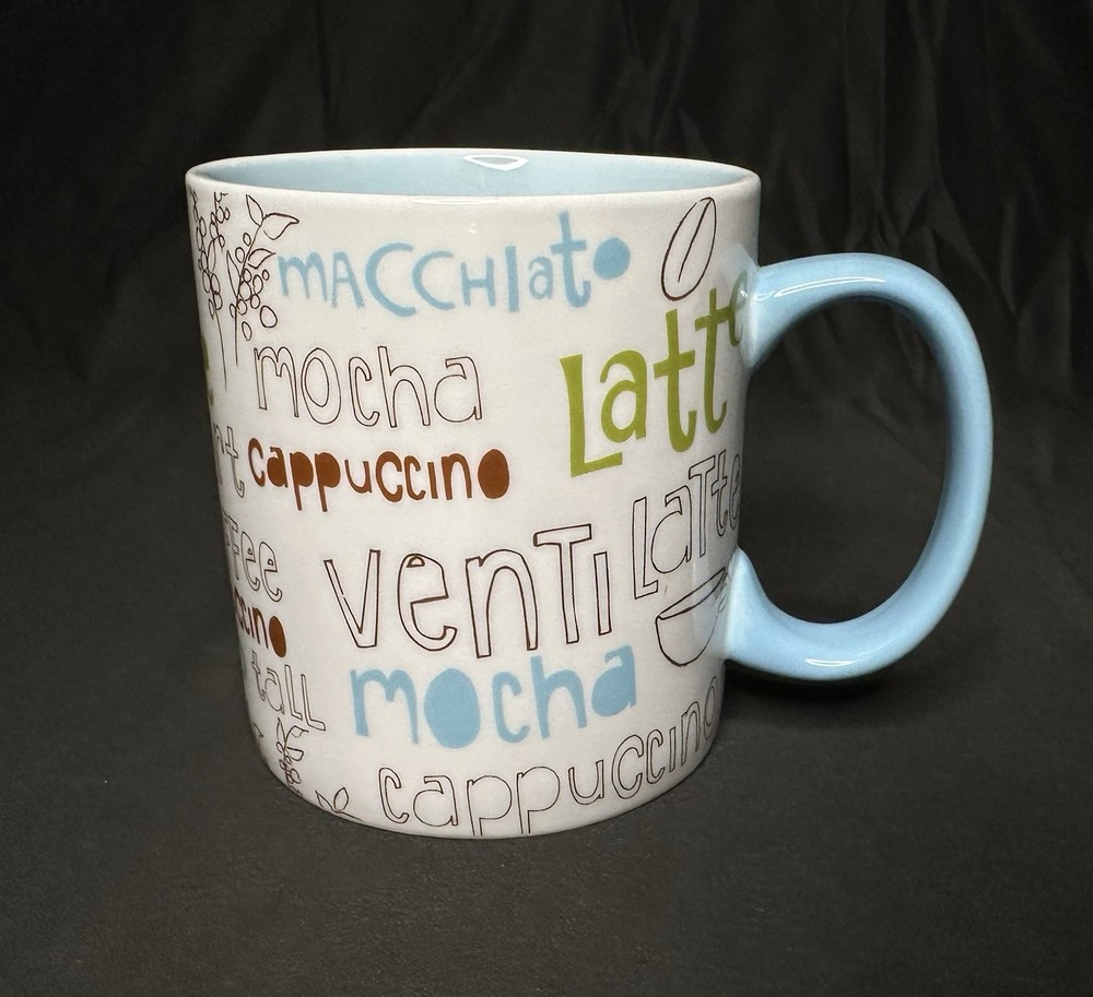 Starbucks 2007 Various Coffee Drinks Latte Mocha Cappuccino Ceramic Mug 16 oz