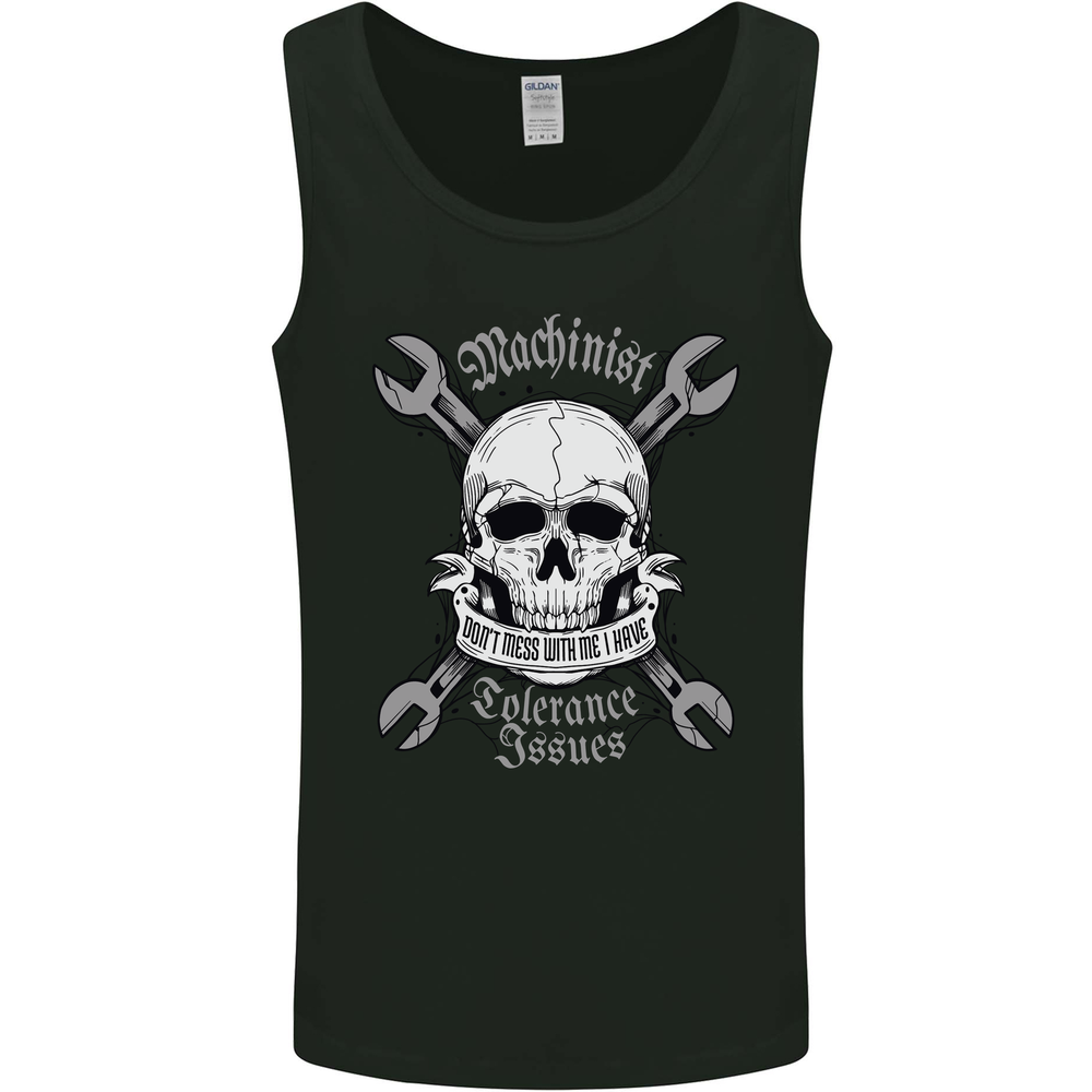 Machinist I Have Tolerance Issues Skull Mens Vest Tank Top