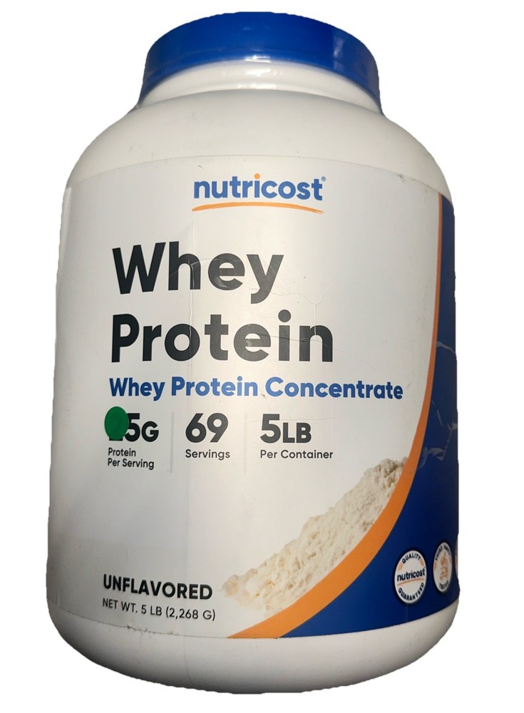Nutricost Whey Protein Concentrate Powder (Unflavored)  25 g  5 LBS Exp 9/27