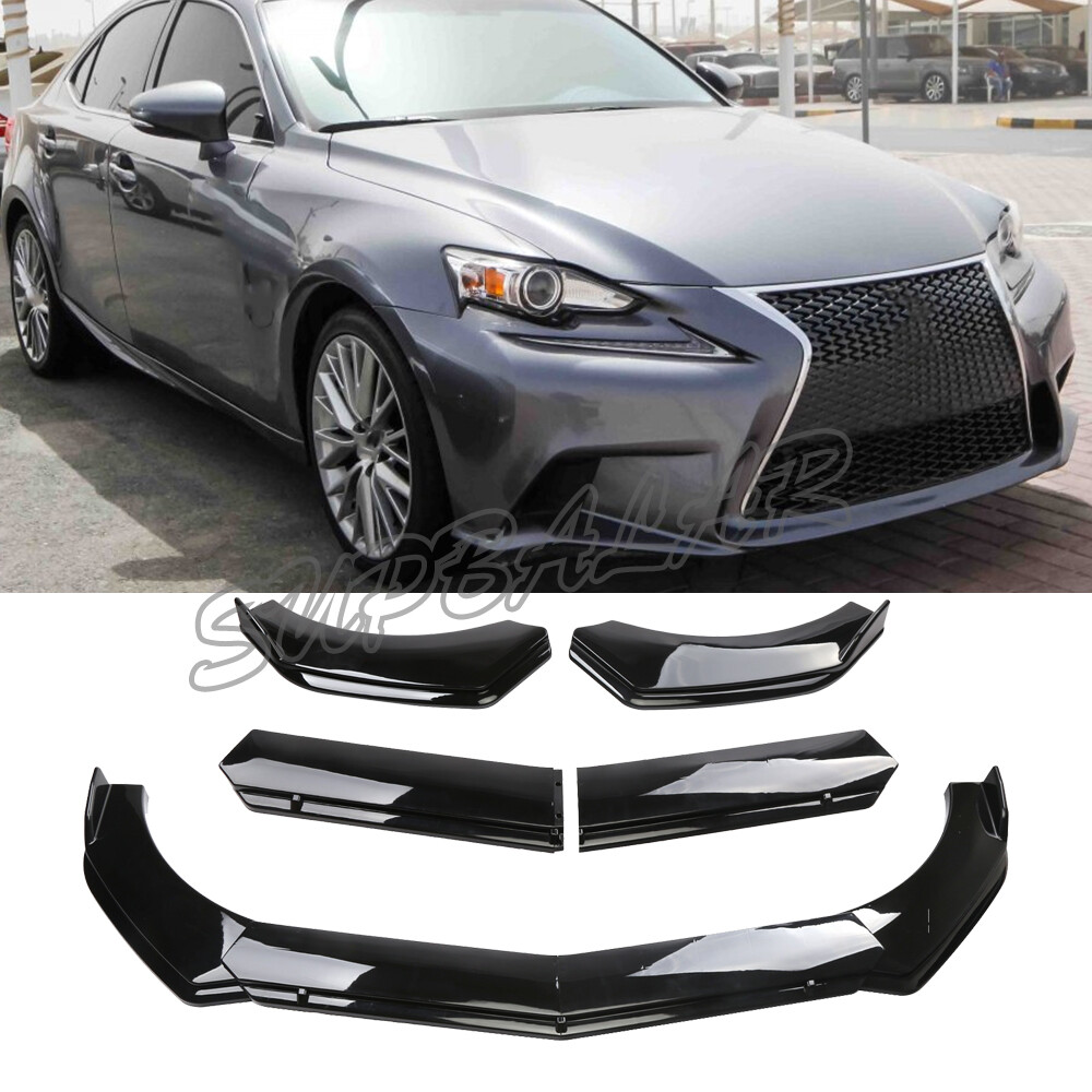 Glossy Black Front Bumper Lip Spoiler Splitter 4PC for Lexus Honda Accord
