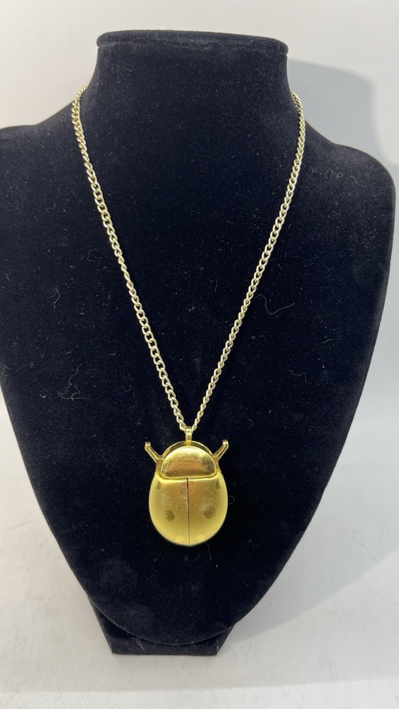 Lucerne Lady Bug Necklace Watch Gold Tone Needs To Be Cleaned Or Battery