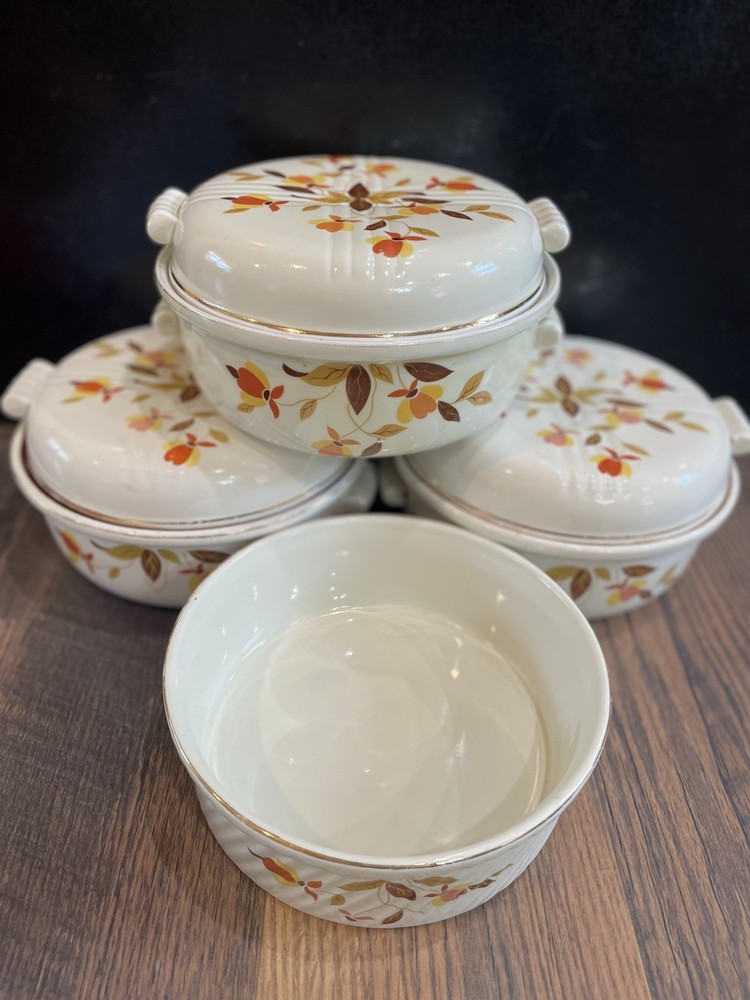 3+1 4 Halls Superior AUTUMN LEAF Casserole Dishes Lids JEWEL HOMEMAKERS Lot Set