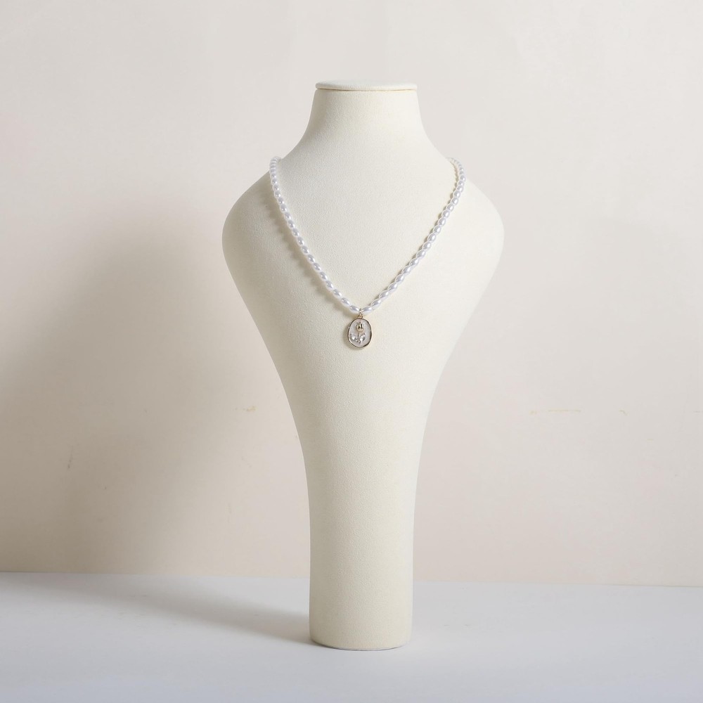 Beige necklace hanger jewelry organizer, Velvet jewelry display stand necklac...