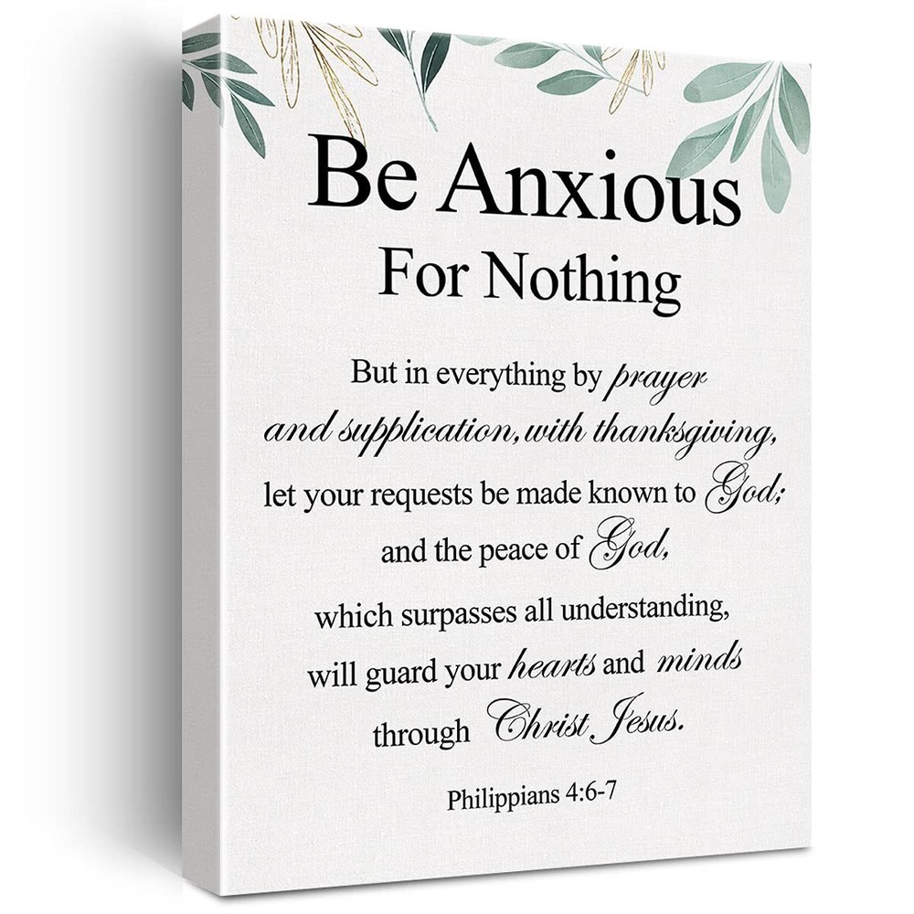 Christian Canvas Wall Art Philippians 4:6-7 Be Anxious for Nothing Canvas Pri...