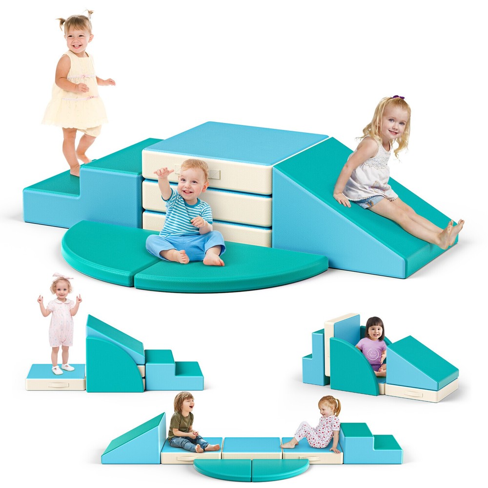 Kids 5-Piece Climb and Crawl Activity Play Set Safe Foam Blocks Soft Climber