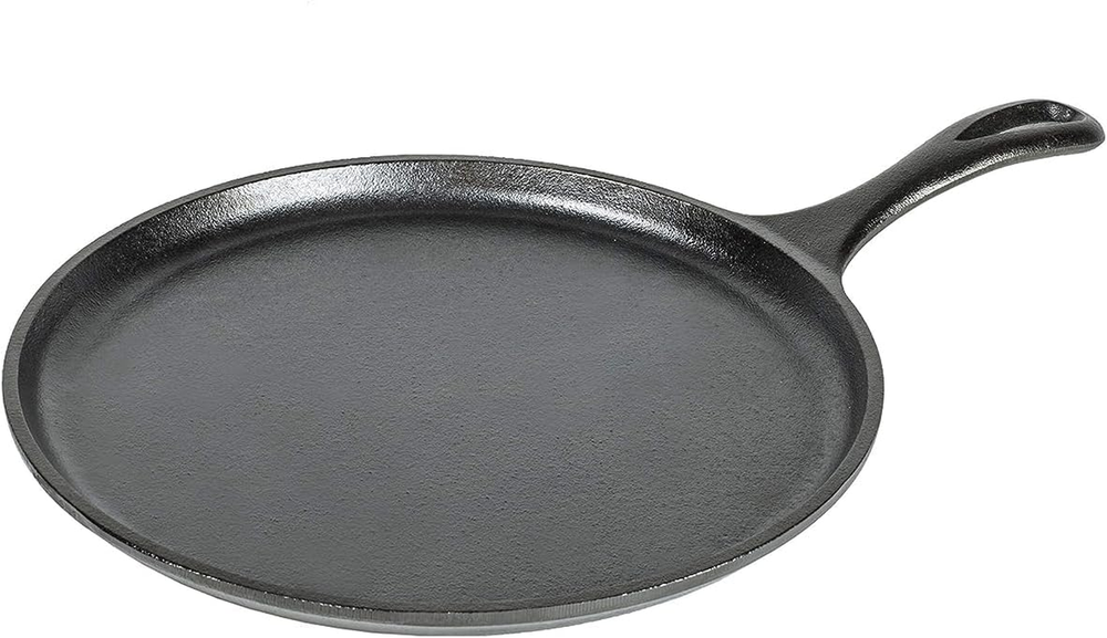 L9OG3 Cast Iron round Griddle, Pre-Seasoned, 10.5-Inch - Made in USA, Compatible