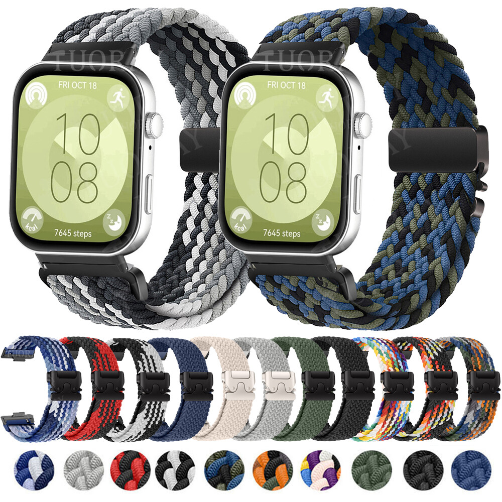 Braided Nylon Loop Band Strap Bracelet Replacement For Huawei Watch Fit 3/Fit 2