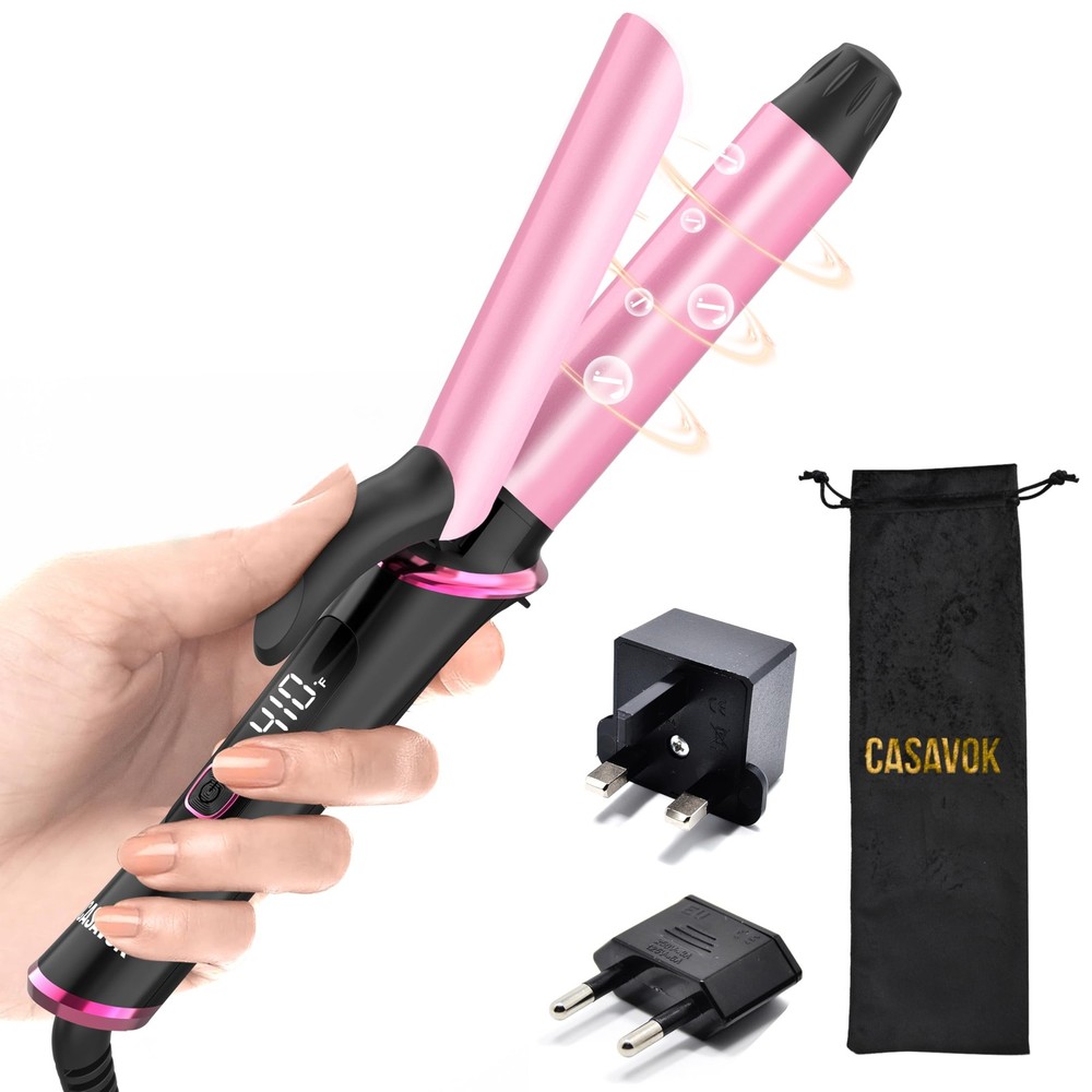 Mini Dual Voltage Travel Curling Iron with EU Plug Adapter 110-240V