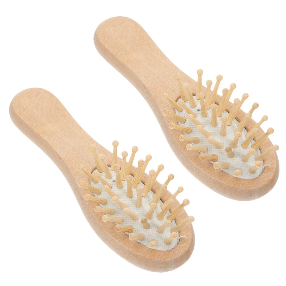 2 Pcs Bamboo Scalp Massager Brush for Curly Hair & Air Flow