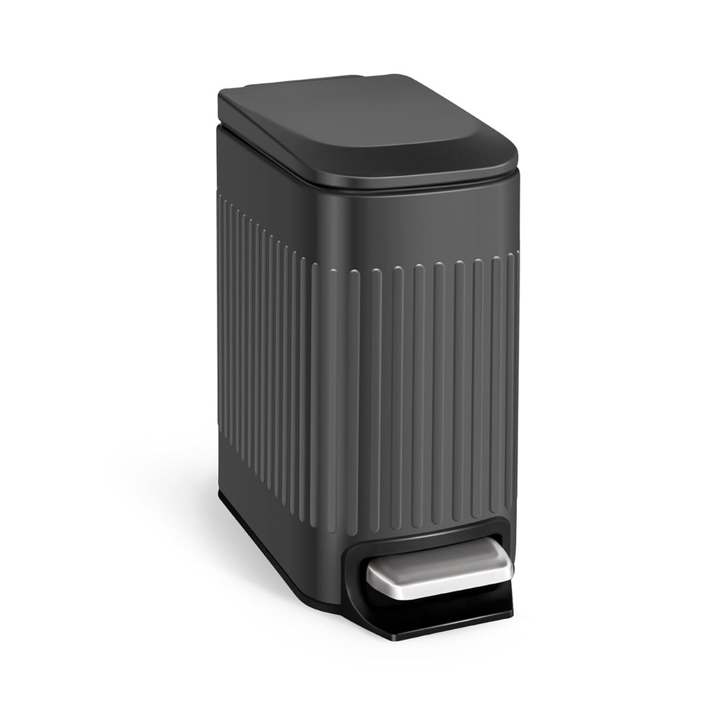 Bathroom Trash Can with Lid 1.6 Gallon Small Metal Garbage Can with Foot Peda...