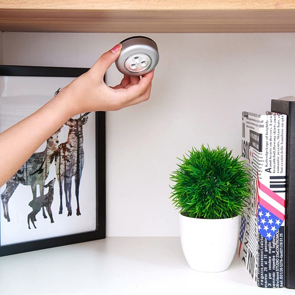 Silver Small 3LED Touch/Tap Cabinet Gate-Toilet Car Night Light-Battery Powered