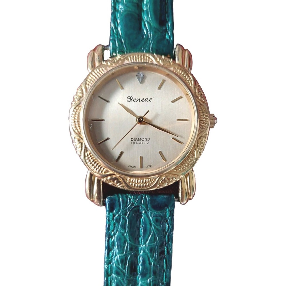 Geneve' Diamond Vintage Watch - New Leather Strap